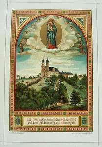 Ellwangen Schönberg Marienkirche Maria alte kolorierte Lithographie 1890 65 - Picture 1 of 1