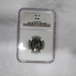 1963 NGC PF68 PROOF THOMAS JEFFERSON NICKEL 5C - Picture 1 of 9