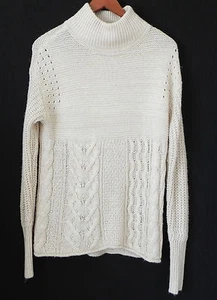 Vera Wang Sweater High Neck Ivory Cable Knit Easy Wear Long Sleeve Size XS - Picture 1 of 7
