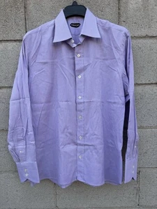 $670 Tom Ford 100% Cotton Shirt Purple Micro Plaid Sz XL - Picture 1 of 5