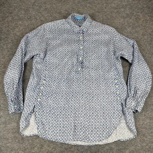 Camisa de lino J McLaughlin Fallon Popover manga larga azul geométrico para mujer XS - Imagen 1 de 11