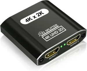 Répartiteur HDMI 1 en 2 sorties - Aluminium 4K signal V1.4 alimenté HDCP bypass prend en charge - Photo 1/7