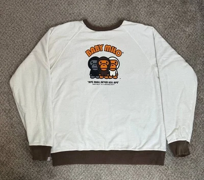 Sudadera BAPE Baby Milo Reversible Cuello Redondo Marrón/Blanco Rara Talla M Foto 1 de 4