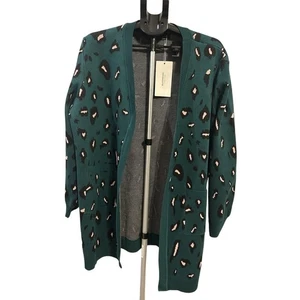 Cárdigan Bloomchic para mujer talla 18-20 verde y rosa estampado de leopardo nuevo con etiquetas - Imagen 1 de 5