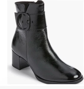 NEW $530 PAUL GREEN Panache Waterproof Bootie BLACK CRINKLED PATENT 8 (TD13) 2 - Picture 1 of 11