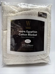 New Wamsutta 100% Egyptian Cotton Blanket Full/Queen 90" x 90" SofTouch Ivory - Picture 1 of 5