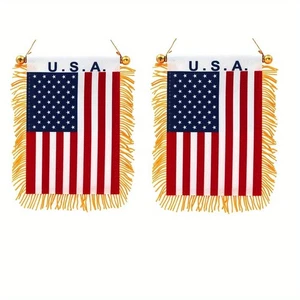 Anley 2er-Pack 4 x 6 Zoll USA Fransen Fenster hängende Flagge - amerikanische hängende Flagge - Bild 1 von 7