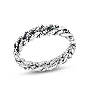 AeraVida .925 Sterling Silver Bold Vintage-Style Textured Braided Rope Ring – 7 - Picture 1 of 7