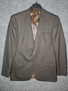 Hart Schaffner Marx Blazer Jacket Mens 44L Brown Check Soft Textured Wool USA - Picture 1 of 12