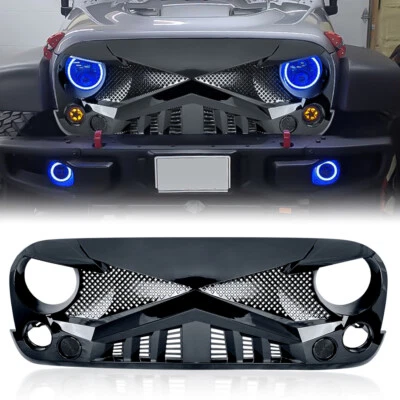 Parrilla de parachoques delantera negra brillante Hawke para Jeep Wrangler JK JKU 07-18 Foto 1 de 4