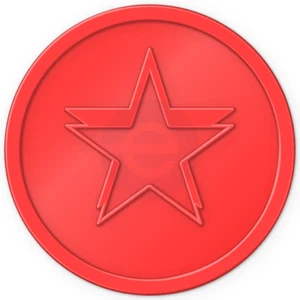 Embossed Tokens In Stock ø 29mm - Red - Star (Design 003, ST002) - Picture 1 of 1
