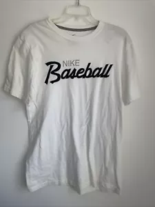 Nike Baseball Shirt Men's Large Cotton Standard Fit White T-Shirt R19 - Picture 1 of 3