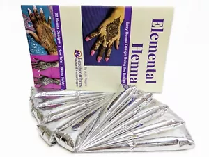 PARTYPACK LICHT Henna Kit: 10 Henna vorgemischte Paste Kegel Mehndi Tattoo Buch - Bild 1 von 6