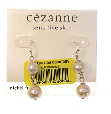 Pendientes colgantes de bola sin níquel con piel sensible Cezanne tono plata Foto 1 de 3