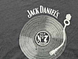 Jack Daniels Old No 7 Black Record Player V-Neck Short Sleeve Tee Size Medium - Picture 1 of 2