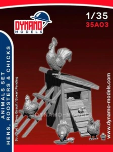 Dynamo 1/35 Animal Set - Hens, Rooster and Chicks with Coop - Bild 1 von 1
