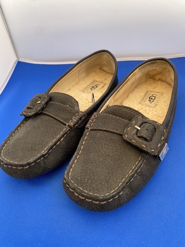 MOCASSINI UGG originali Thelma donna taglia 7 pelle di vitello nera isolati L@@K L@@K!!