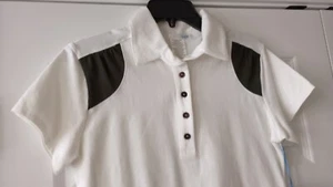 Neu mit Etikett Lija weiß SS Fitted sportlich Golf Poloshirt Damen Oberteil Größe Large - Bild 1 von 9