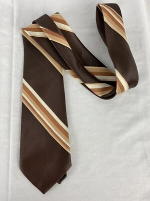 Burton Collection Mens Neck Tie Brown Striped Business Formal Preppy Adults - Image 1 of 4