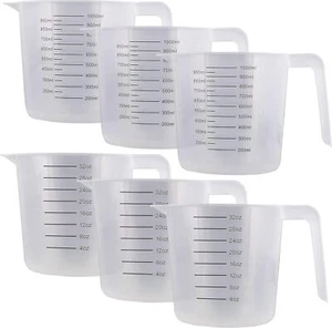 - Tazas medidoras graduadas de plástico de 32 oz (1000 ml) con asas de jarra (paquete... - Imagen 1 de 2