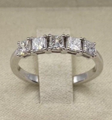 Anillo Compromiso de Oro Blanco 18kt. con Diamantes Naturales Talla 16 Princess - Imagen 1 de 4