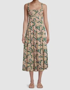 $680 Agua by Agua Bendita Womens Pink Floral Sleeveless Midi A-Line Dress Size S - Picture 1 of 7
