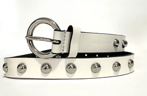 Rebecca Minkoff Belt Women's S Genuine Leather Buckle Dome Studded White Cream - Picture 1 of 8