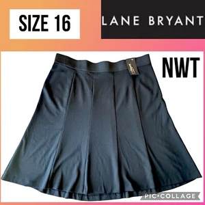Neu mit Etikett Lane Bryant Damenrock schwarz knielang Skater Stretch Seitenreißverschluss Größe 16 - Bild 1 von 14