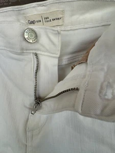 Gap 1969 White Denim Jeans 28 Regular True Skinny Stretch Pants Not See Through - Picture 1 of 15