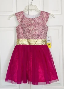 Jona Mitchell Girl’s Pink Gold Christmas Holiday Sparkle Tutu Dress sz 5/6 NWT - Picture 1 of 2