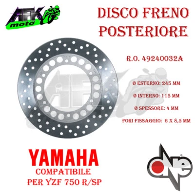 Disco Freno Posteriore per Moto Yamaha YZF 750 R/SP 1993-1994-1995-1996-1997 - Immagine 1 di 2
