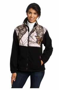Yukon Gear Women's Casual Fleece Jacket (Black/Mossy Oak Pink Camo, Small) - Picture 1 of 2