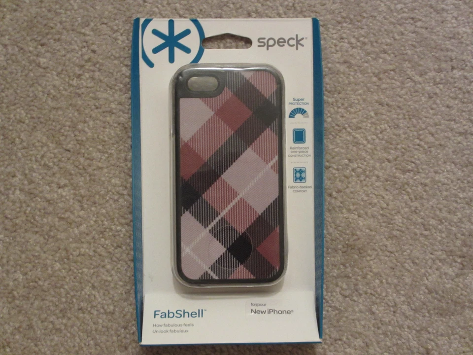☀️ $35 NEW SPECK FabShell MegaPlaid Mulberry Black Case iPhone 5 5S SPK-A0762 - Image 1 of 2