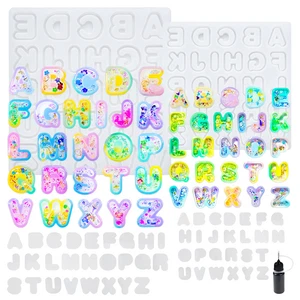 Alphabet Resin Shaker Molds Keychain Charms Large Small Letters Silicone Trays - Picture 1 of 14