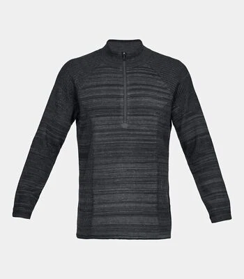 Under Armour Threadborne Mens Black Gray Raglan Wool 1/2 Zip Sweater NWT M $150 - Image 1 of 4