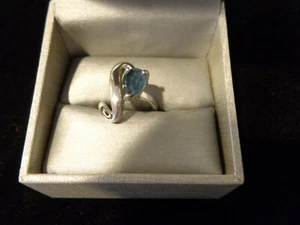 Stunning Sterling Silver Blue Stone Sapphire? Pear Cut Tear Drop Ring  - Picture 1 of 9