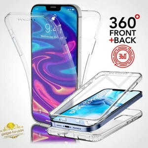 iPhone 14 13 12 11 15 16 Silicone Case BacK CLEAR & 360 Front+Back & Black Case - Picture 1 of 6