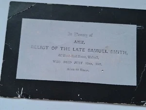 Obituary Funeral Passing 1867 Flower Card Anne and Samuel Smith - Picture 1 of 8