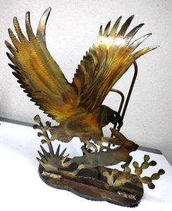 Vintage 1980s Tex Welch Steel Eagle Sculpture Hand Cut Metal New Mexico Folk Art - Picture 1 of 11