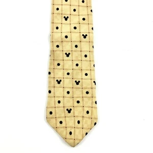 Mickey, Inc. Men's Novelty Necktie. Yellow Checker w/ Black Dots. Mickey Heads - Picture 1 of 4