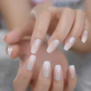 Christmas Medium False Nails French Manicure Press On Full Cover sticker glue - Picture 1 of 9