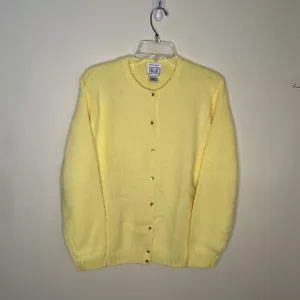 Leon Levin Hand Loomed Women's L Long Sl Yellow Button Cardigan Sweater NWT - Picture 1 of 10