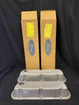 Par de cubiertas de válvula de aluminio Mustang 1982 83 84 85 E2ZZ-6582-B impulsado por Ford NOS Foto 1 de 4