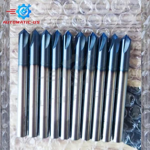 10Pcs 1/4" 4 FLUTE 90 DEGREE CARBIDE CHAMFER MILL - TiALN COATED - Picture 1 of 6