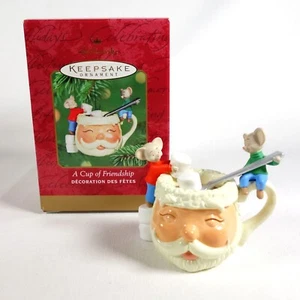2001 Hallmark Keepsake Christmas Ornament A Cup of Friendship Mice and Santa Cup - Picture 1 of 5