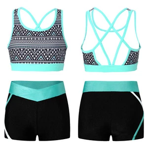 Swimwear Exercise Girls Bathing Suit Sleeveless Tankini Sets Summer Running - Picture 1 of 50