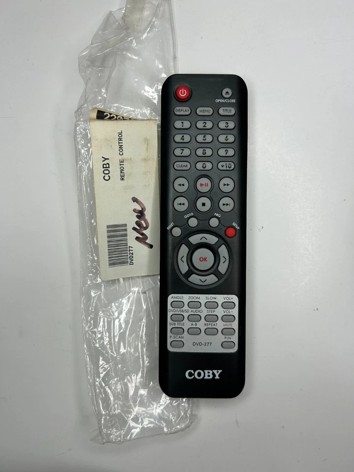Coby Remote Control, Black - OEM NOS for DVD Players DVD277, DVD298 - Image 1 of 2
