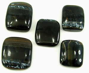 91.40 Ct Natural Black Tiger's Eye Loose Gemstone Cabochon 5 Pcs Stone Lot-27008 - Picture 1 of 2