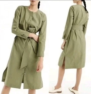 J. Vestido camisero CREW con botones y cinturón 100 % algodón talla XLarge verde - Imagen 1 de 11