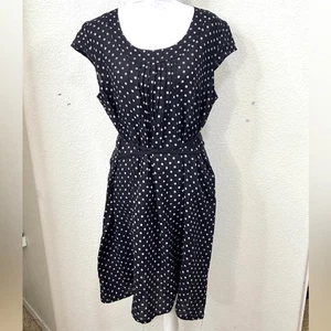 Freizeit-Etuikleid "Made in Italy" Leinen schwarz gepunktet - Größe L Damen - Bild 1 von 9